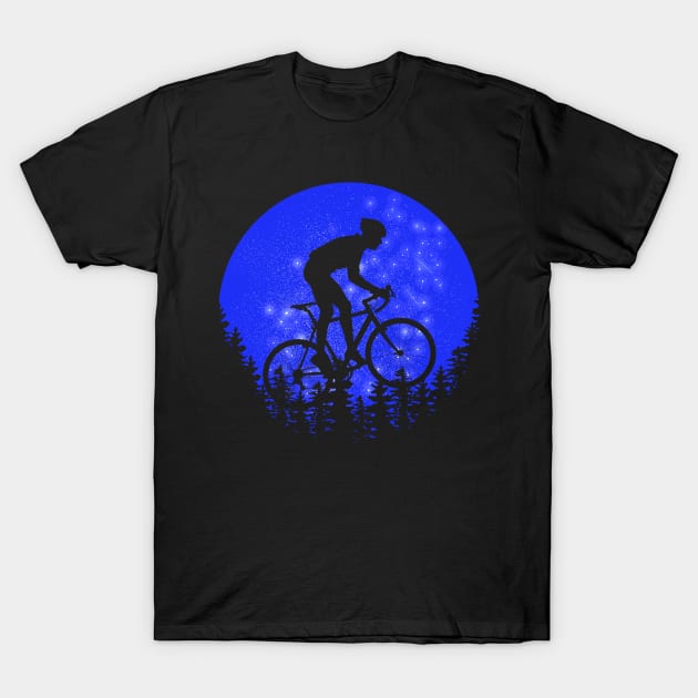 cycling with a night view full of stars T-Shirt by berwies